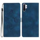 For Samsung Galaxy Note10+ Flower Butterfly Embossing Pattern Leather Phone Case(Blue) - 1