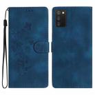 For Samsung Galaxy A02s EU Flower Butterfly Embossing Pattern Leather Phone Case(Blue) - 1