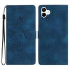 For Samsung Galaxy A04 Flower Butterfly Embossing Pattern Leather Phone Case(Blue) - 1