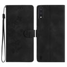 For Samsung Galaxy A10 / M10 Flower Butterfly Embossing Pattern Leather Phone Case(Black) - 1