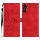 For Samsung Galaxy A34 5G Flower Butterfly Embossing Pattern Leather Phone Case(Red) - 1