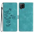 For Samsung Galaxy A42 5G Flower Butterfly Embossing Pattern Leather Phone Case(Sky Blue) - 1