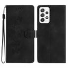 For Samsung Galaxy A53 5G Flower Butterfly Embossing Pattern Leather Phone Case(Black) - 1