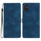 For Samsung Galaxy A71 4G Flower Butterfly Embossing Pattern Leather Phone Case(Blue) - 1