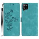 For Samsung Galaxy M53 Flower Butterfly Embossing Pattern Leather Phone Case(Sky Blue) - 1