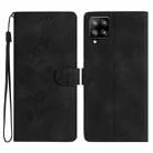 For Samsung Galaxy M53 Flower Butterfly Embossing Pattern Leather Phone Case(Black) - 1