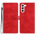 For Samsung Galaxy S24+ 5G Flower Butterfly Embossing Pattern Leather Phone Case(Red) - 1