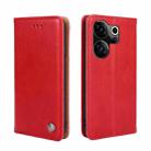 For Tecno Camon 20 Premier 5G Non-Magnetic Retro Texture Leather Phone Case(Red) - 1