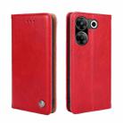 For Tecno Camon 20 Pro 5G Non-Magnetic Retro Texture Leather Phone Case(Red) - 1