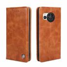 For Sharp Aquos R8 SH-52D Non-Magnetic Retro Texture Leather Phone Case(Brown) - 1