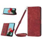 For Realme 9i 5G/V20 5G/V30t/V30 Skin Feel Stripe Pattern Leather Phone Case with Lanyard(Red) - 1
