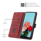 For Realme 9i 5G/V20 5G/V30t/V30 Skin Feel Stripe Pattern Leather Phone Case with Lanyard(Red) - 4