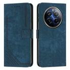 For Realme 12 Pro+ Skin Feel Stripe Pattern Leather Phone Case with Lanyard(Blue) - 1