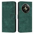 For Realme 12+ Skin Feel Stripe Pattern Leather Phone Case with Lanyard(Green) - 1