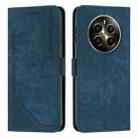 For Realme 12+ Skin Feel Stripe Pattern Leather Phone Case with Lanyard(Blue) - 1