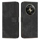 For Realme 12+ Skin Feel Stripe Pattern Leather Phone Case with Lanyard(Black) - 1