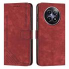 For Realme 12 Skin Feel Stripe Pattern Leather Phone Case with Lanyard(Red) - 1