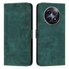 For Realme 12 Skin Feel Stripe Pattern Leather Phone Case with Lanyard(Green) - 1