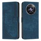 For Realme 12 Skin Feel Stripe Pattern Leather Phone Case with Lanyard(Blue) - 1