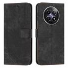 For Realme 12 Skin Feel Stripe Pattern Leather Phone Case with Lanyard(Black) - 1