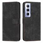 For Realme C65 4G Skin Feel Stripe Pattern Leather Phone Case with Lanyard(Black) - 1