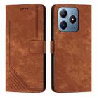 For Realme C63 Skin Feel Stripe Pattern Leather Phone Case with Lanyard(Brown) - 1