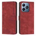 For Realme C63 Skin Feel Stripe Pattern Leather Phone Case with Lanyard(Red) - 1