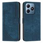 For Realme C63 Skin Feel Stripe Pattern Leather Phone Case with Lanyard(Blue) - 1