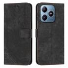 For Realme C63 Skin Feel Stripe Pattern Leather Phone Case with Lanyard(Black) - 1