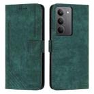 For Realme C75 / V60 Pro Skin Feel Stripe Pattern Leather Phone Case with Lanyard(Green) - 1