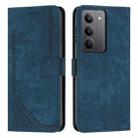 For Realme C75 / V60 Pro Skin Feel Stripe Pattern Leather Phone Case with Lanyard(Blue) - 1