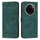 For Realme 14 Pro+ Skin Feel Stripe Pattern Leather Phone Case with Lanyard(Green) - 1