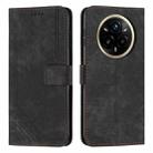 For Realme 14 Pro+ Skin Feel Stripe Pattern Leather Phone Case with Lanyard(Black) - 1