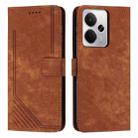 For Realme 14 / P3 5G / 14T 5G Skin Feel Stripe Pattern Leather Phone Case with Lanyard(Brown) - 1