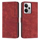 For Realme 14 / P3 5G / 14T 5G Skin Feel Stripe Pattern Leather Phone Case with Lanyard(Red) - 1