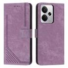 For Realme 14 / P3 5G / 14T 5G Skin Feel Stripe Pattern Leather Phone Case with Lanyard(Purple) - 1