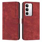 For Realme C71 4G Skin Feel Stripe Pattern Leather Phone Case with Lanyard(Red) - 1