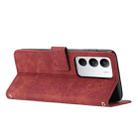 For Realme C71 4G Skin Feel Stripe Pattern Leather Phone Case with Lanyard(Red) - 3