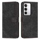 For Realme C71 4G Skin Feel Stripe Pattern Leather Phone Case with Lanyard(Black) - 1