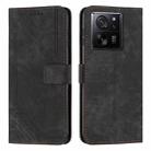 For Xiaomi 13T / Xiaomi 13T Pro Skin Feel Stripe Pattern Leather Phone Case with Long Lanyard(Black) - 1