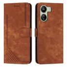 For Xiaomi Redmi 13C Skin Feel Stripe Pattern Leather Phone Case with Long Lanyard(Brown) - 1