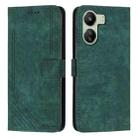 For Xiaomi Redmi 13C Skin Feel Stripe Pattern Leather Phone Case with Long Lanyard(Green) - 1