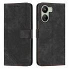 For Xiaomi Redmi 13C Skin Feel Stripe Pattern Leather Phone Case with Long Lanyard(Black) - 1