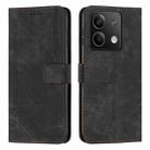 For Xiaomi Redmi Note 13 Skin Feel Stripe Pattern Leather Phone Case with Long Lanyard(Black) - 1