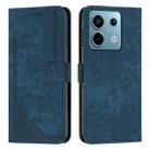 For Xiaomi Redmi Note 13 Pro Skin Feel Stripe Pattern Leather Phone Case with Long Lanyard(Blue) - 1