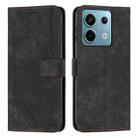 For Xiaomi Redmi Note 13 Pro Skin Feel Stripe Pattern Leather Phone Case with Long Lanyard(Black) - 1