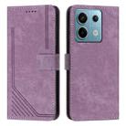 For Xiaomi Redmi Note 13 Pro Skin Feel Stripe Pattern Leather Phone Case with Long Lanyard(Purple) - 1