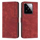 For Xiaomi 14 Pro Skin Feel Stripe Pattern Leather Phone Case with Long Lanyard(Red) - 1
