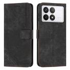 For Xiaomi Redmi K70E Skin Feel Stripe Pattern Leather Phone Case with Long Lanyard(Black) - 1