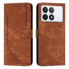 For Xiaomi Redmi K70 / K70 Pro Skin Feel Stripe Pattern Leather Phone Case with Long Lanyard(Brown) - 1